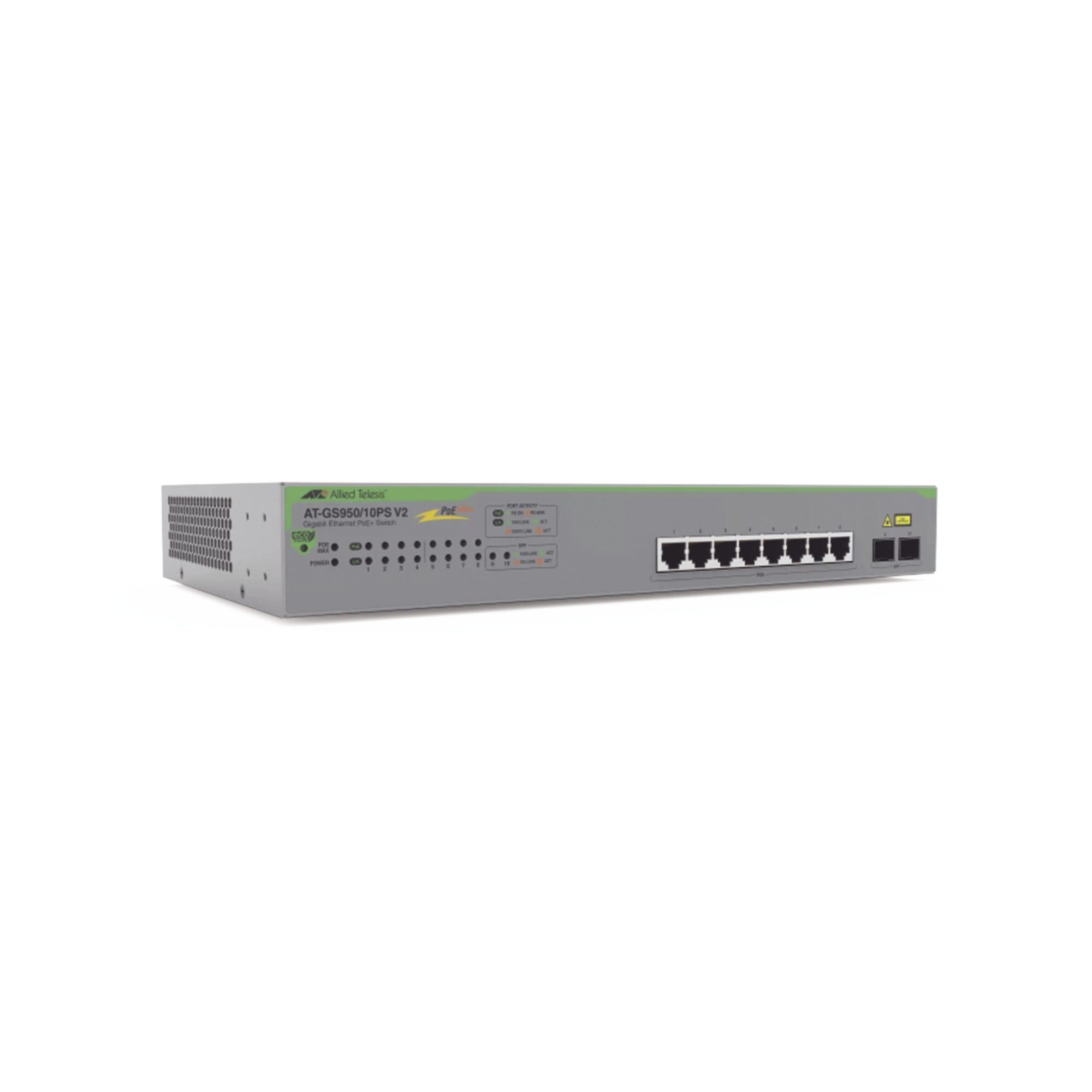 Switch PoE+ Gigabit WebSmart de 10 puertos 10/100/1000 Mbps (2 x Combo) + 2 puertos gigabit SFP (Combo), 75 W