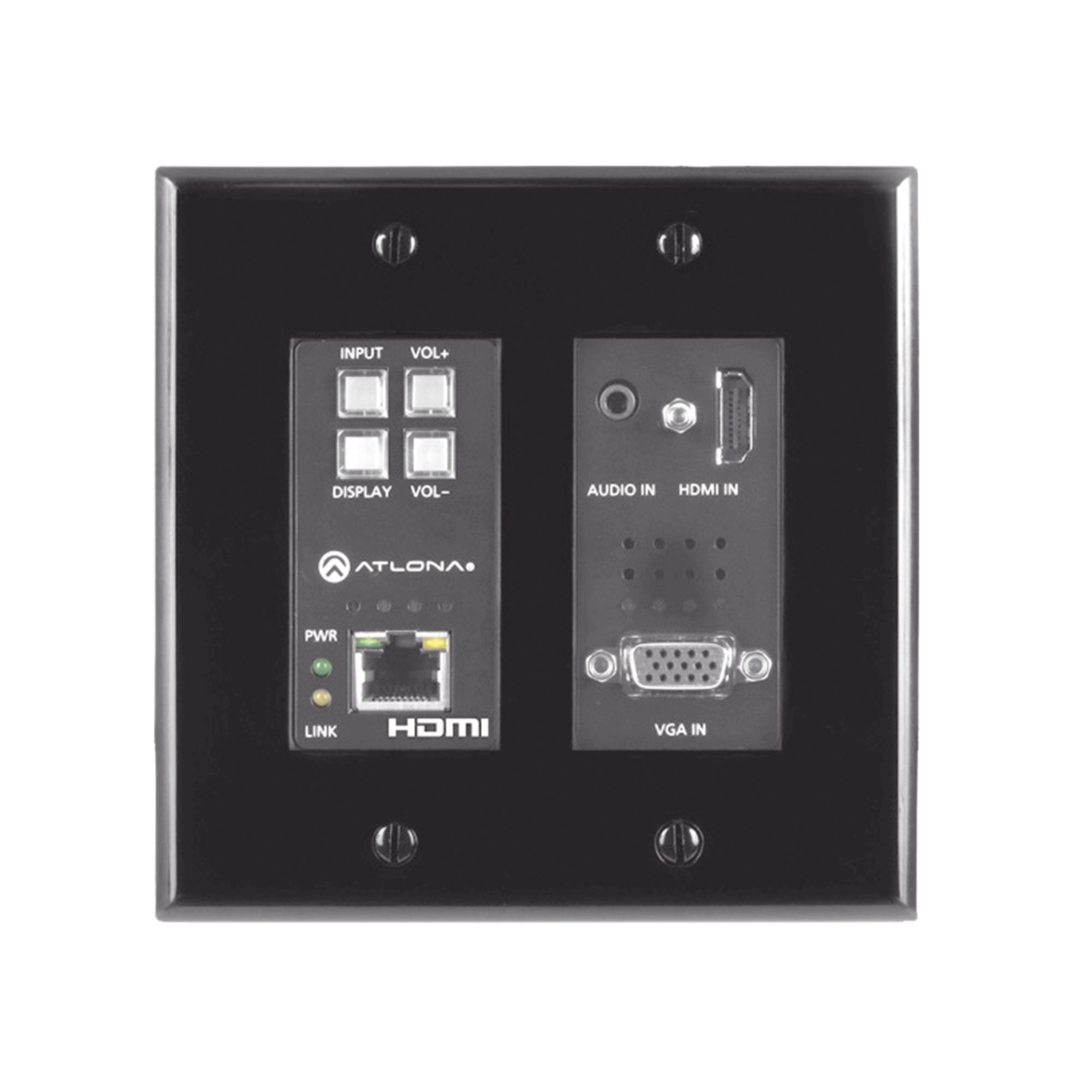 (TX ONLY) TWO-INPUT WALL PLATE SWITCHER FOR HDMI AND VGA SOURCES (BLACK)