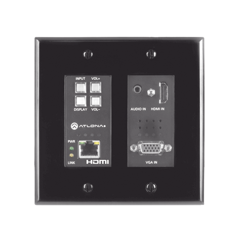 (TX ONLY) TWO-INPUT WALL PLATE SWITCHER FOR HDMI AND VGA SOURCES (BLACK)