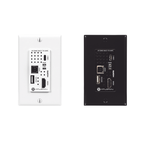 Placa de pared con Switcher y Transmisor HDBaseT con entradas HDMI y USB-C con concentrador USB para integración de AV