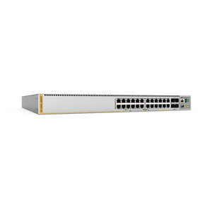 Switch PoE+ Stackeable Capa 3, 24 puertos 10/100/1000 Mbps + 4 puertos SFP+ 10 G, hasta 740 W, fuente redundante