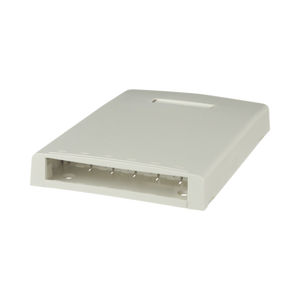 Caja de Montaje en Superficie, Con Accesorio para Resguardo de Fibra Óptica, Para 6 Módulos Mini-Com, Color Blanco Mate