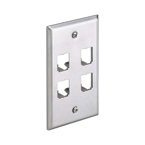 Placa de Pared Vertical, de Acero Inoxidable, Salida Para 4 Puertos Mini-Com