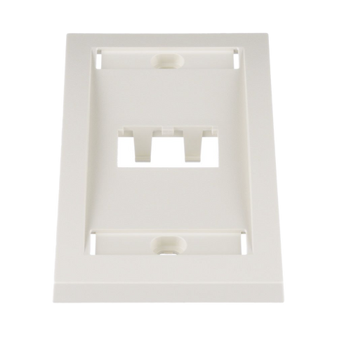 Placa de Pared Vertical Ejecutiva, Salida Para 2 Puertos Mini-Com, Con Espacios Para Etiquetas, Color Blanco Mate