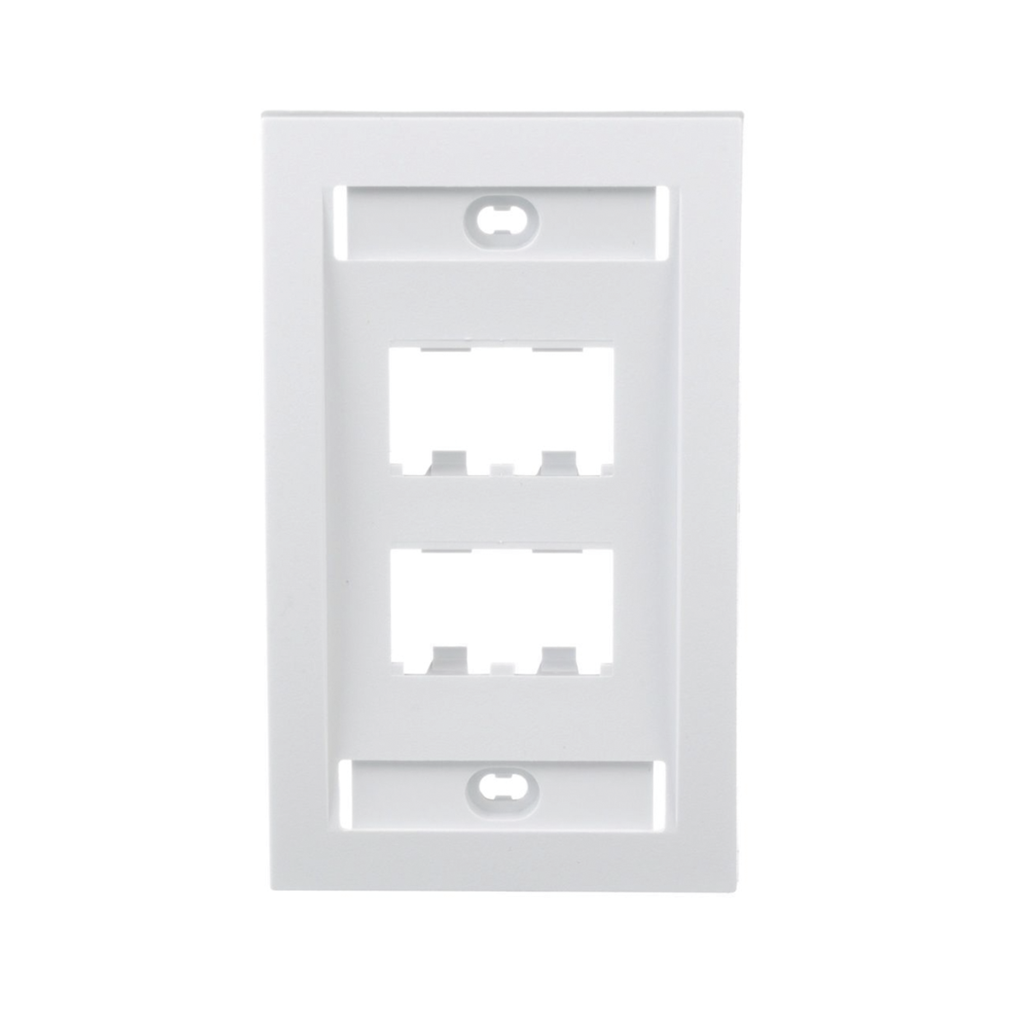 Placa de Pared Vertical Ejecutiva, Salida Para 4 Puertos Mini-Com, Con Espacios Para Etiquetas, Color Blanco