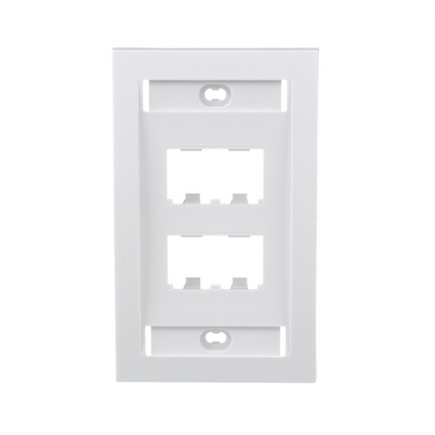 Placa de Pared Vertical Ejecutiva, Salida Para 4 Puertos Mini-Com, Con Espacios Para Etiquetas, Color Blanco