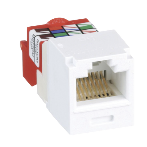 Conector Jack RJ45 Estilo T, Mini-Com, Categoría 5e, de 8 posiciones y 8 cables, Color Blanco