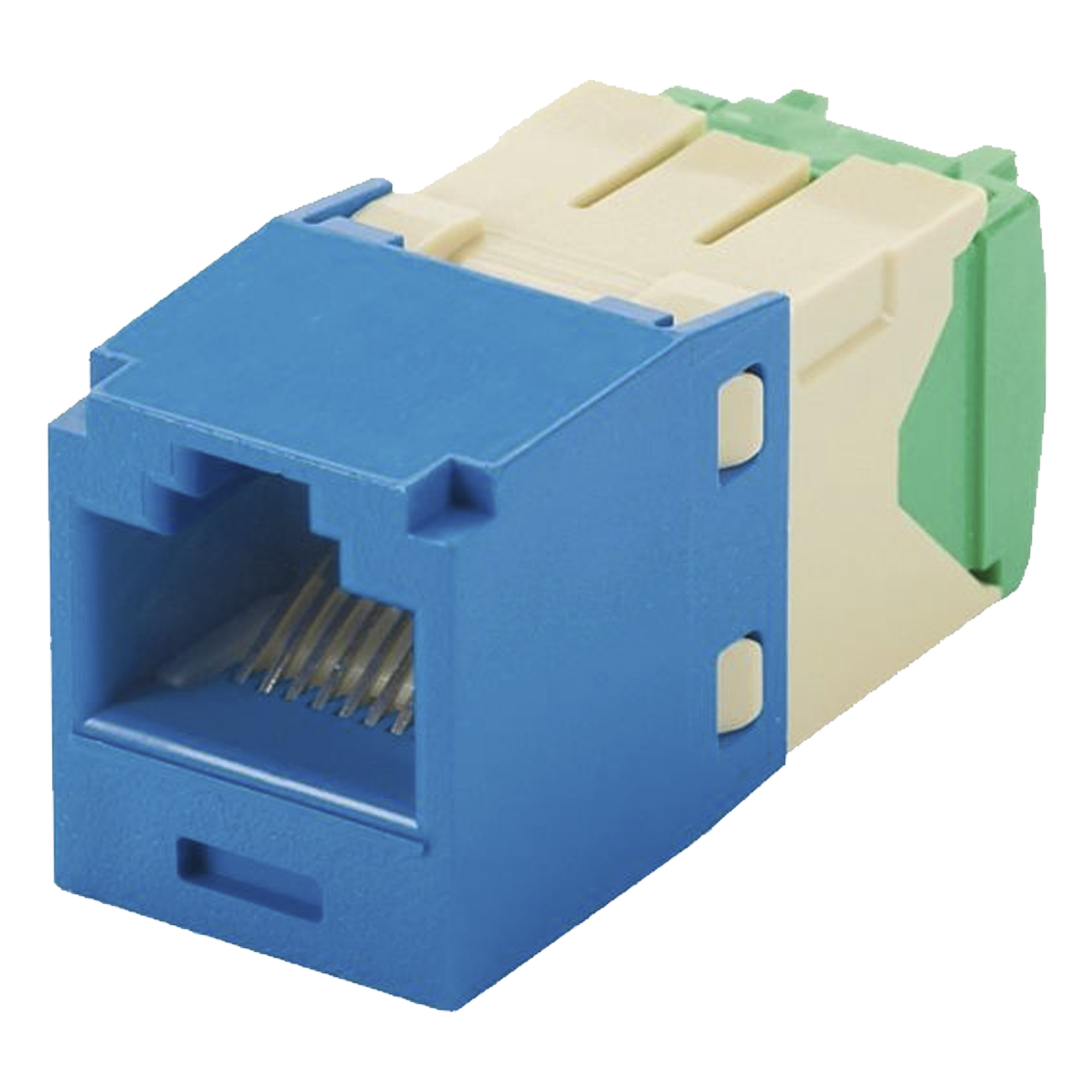 Conector Jack RJ45 Estilo TG, Mini-Com, Categoría 6, de 8 posiciones y 8 cables de Calibre 28/30 AWG, Color Azul