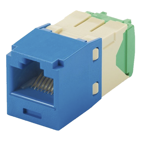 Conector Jack RJ45 Estilo TG, Mini-Com, Categoría 6, de 8 posiciones y 8 cables de Calibre 28/30 AWG, Color Azul