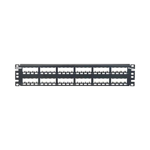 Panel de Parcheo Modular Mini-Com (Sin Conectores), Plano, Totalmente Blindado, de 48 puertos, 2UR