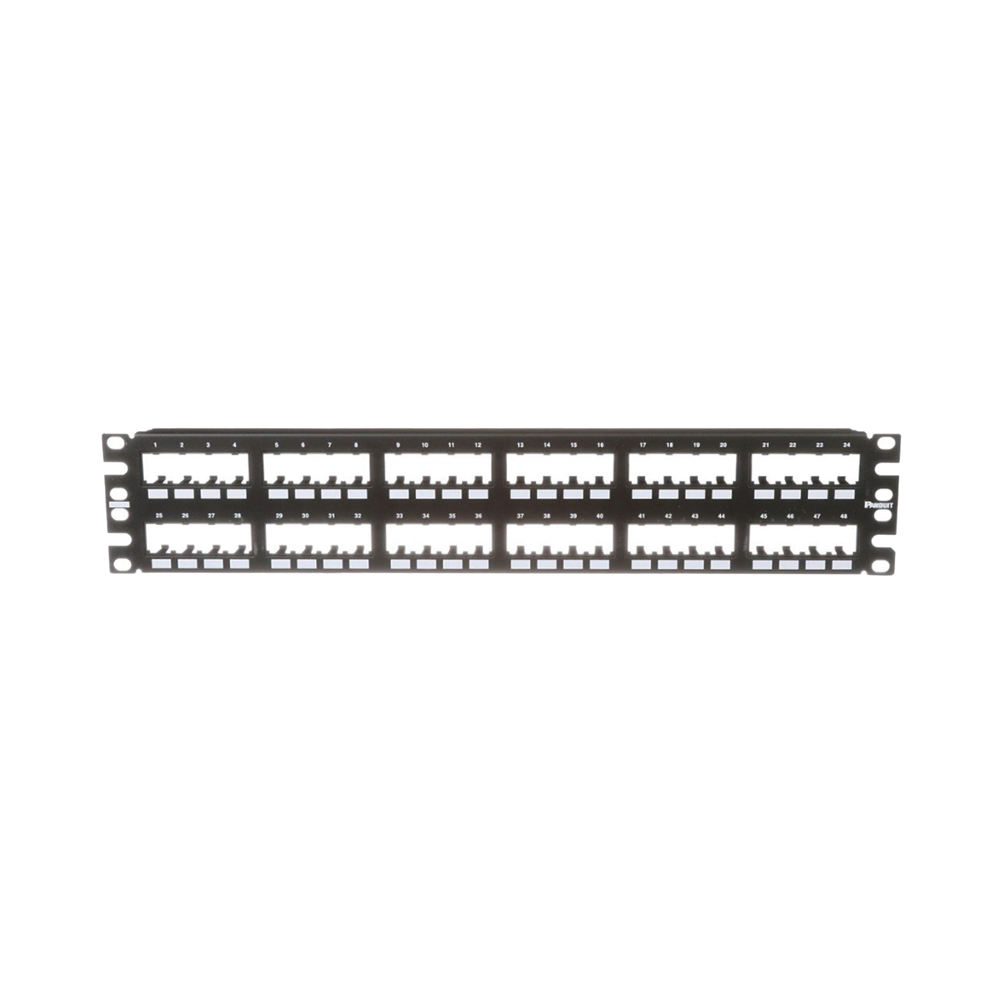 Panel de Parcheo Modular Mini-Com (Sin Conectores), Plano de Instalación al Ras, Sin Blindaje, de 48 puertos, 2UR