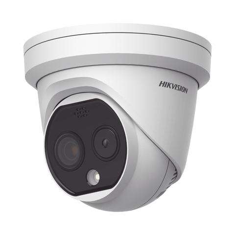 Turret IP Dual / Térmica 3.1 mm ( 160 X 120  ) / Óptico 4 mm (4 Megapixel) / 15 mts IR / Exterior IP67 / PoE / Termométrica / Detección de Fuego / Detección de Temperatura / Sirena y Luz Intermitente Integrada