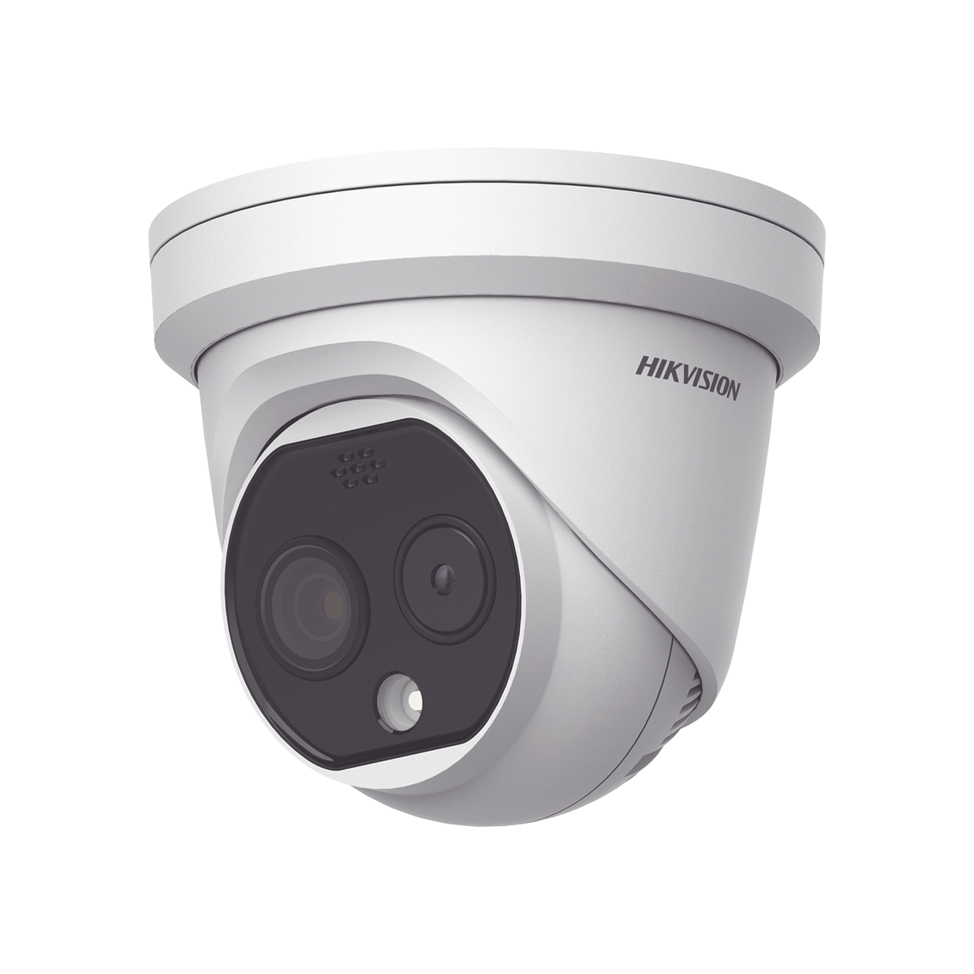 Turret IP Dual / Térmica 6.9 mm (256 x 192) / Óptico 6.4 mm (4 Megapixel) / Termométrica / Detección de Temperatura / PoE /Exterior IP66 / Sirena y Luz Intermitente Integrada / MicroSD