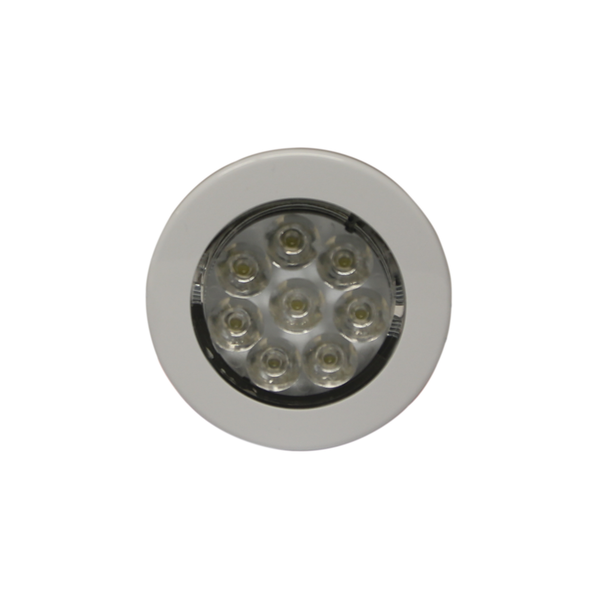Mini luz de cortesía de 8 LEDs circular con bisel blanco 2.8"