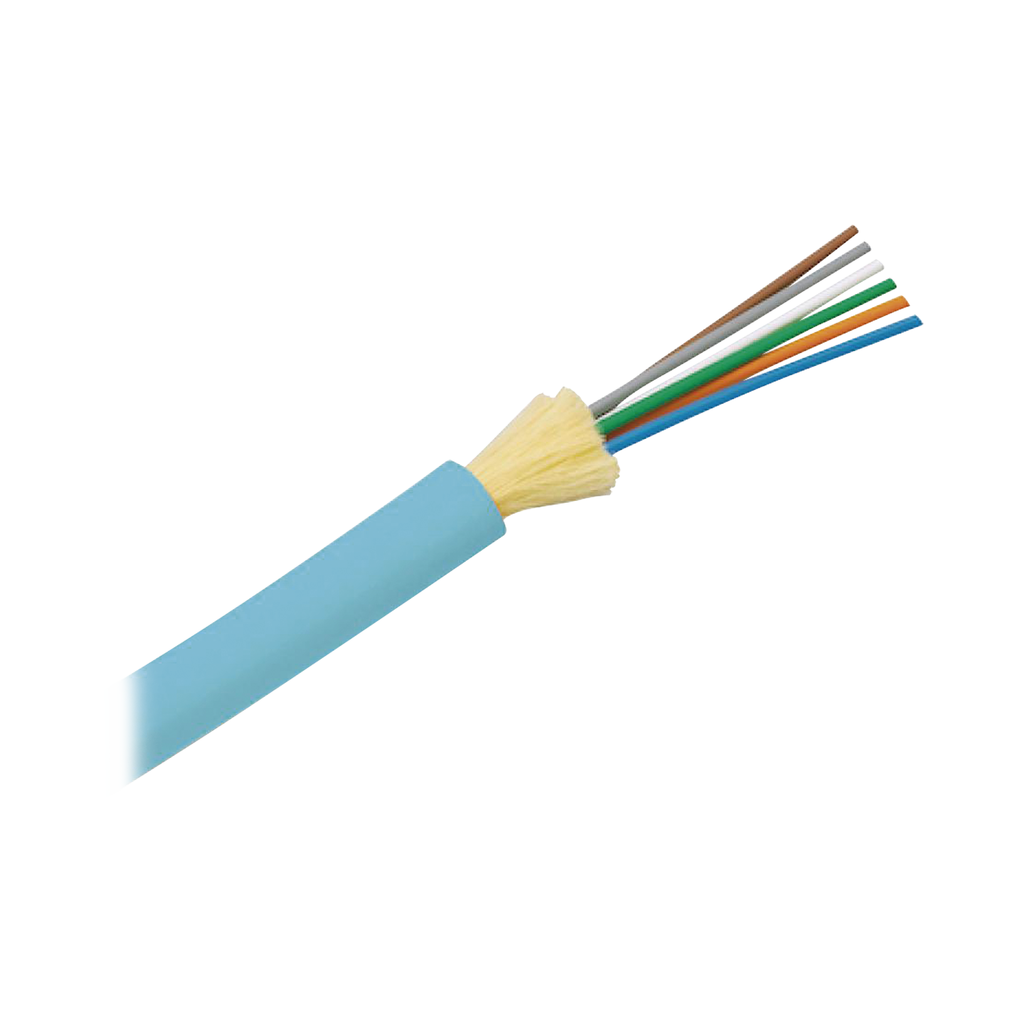 Cable de Fibra Óptica de 6 hilos, Multimodo OM3 50/125 Optimizada, Interior, Tight Buffer 900um, No Conductiva (Dieléctrica), OFNR (Riser), Precio Por Metro