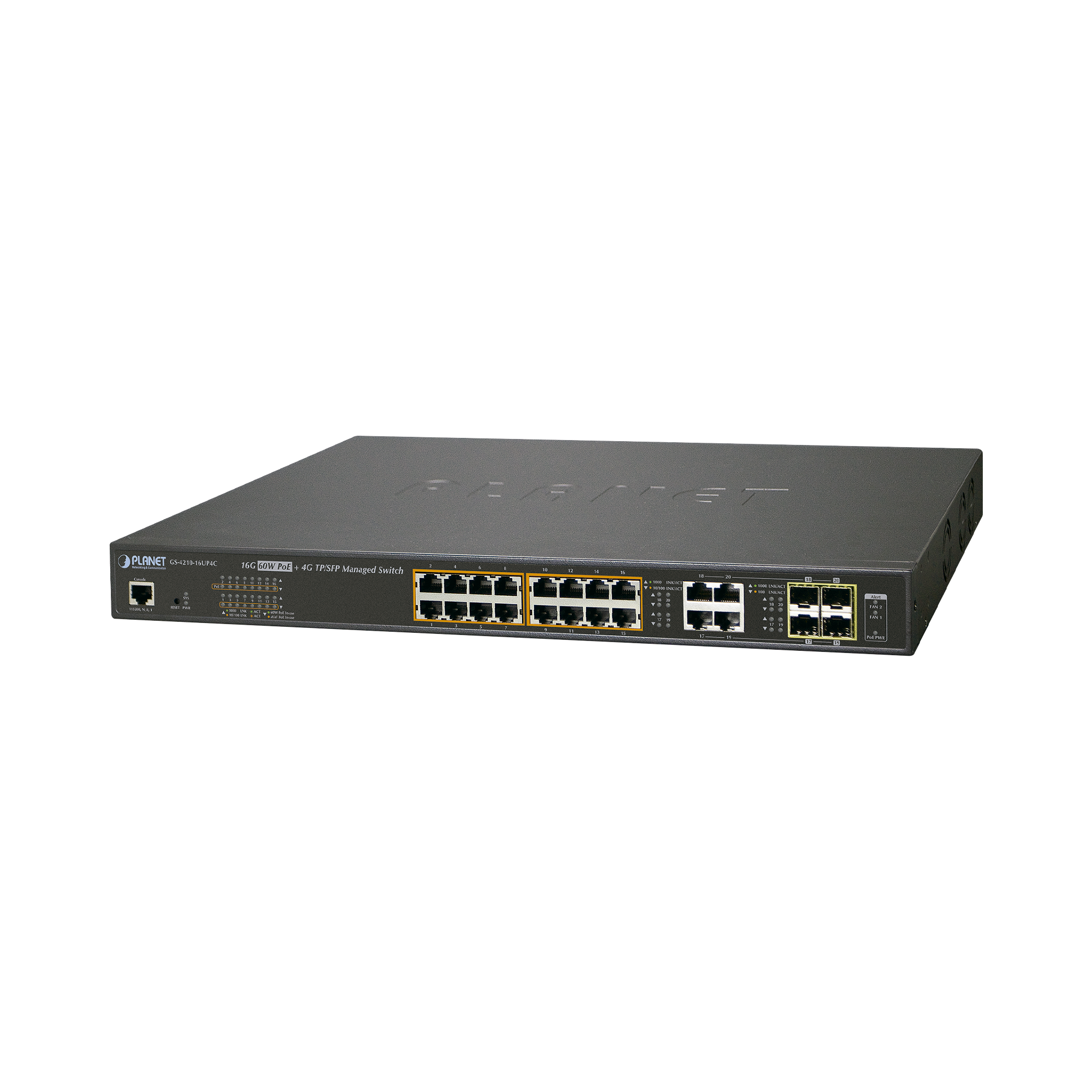 Switch administrable L2, 16 puertos 10/100/1000T Ultra PoE + 4 puertos Gigabit Combo TP/SFP