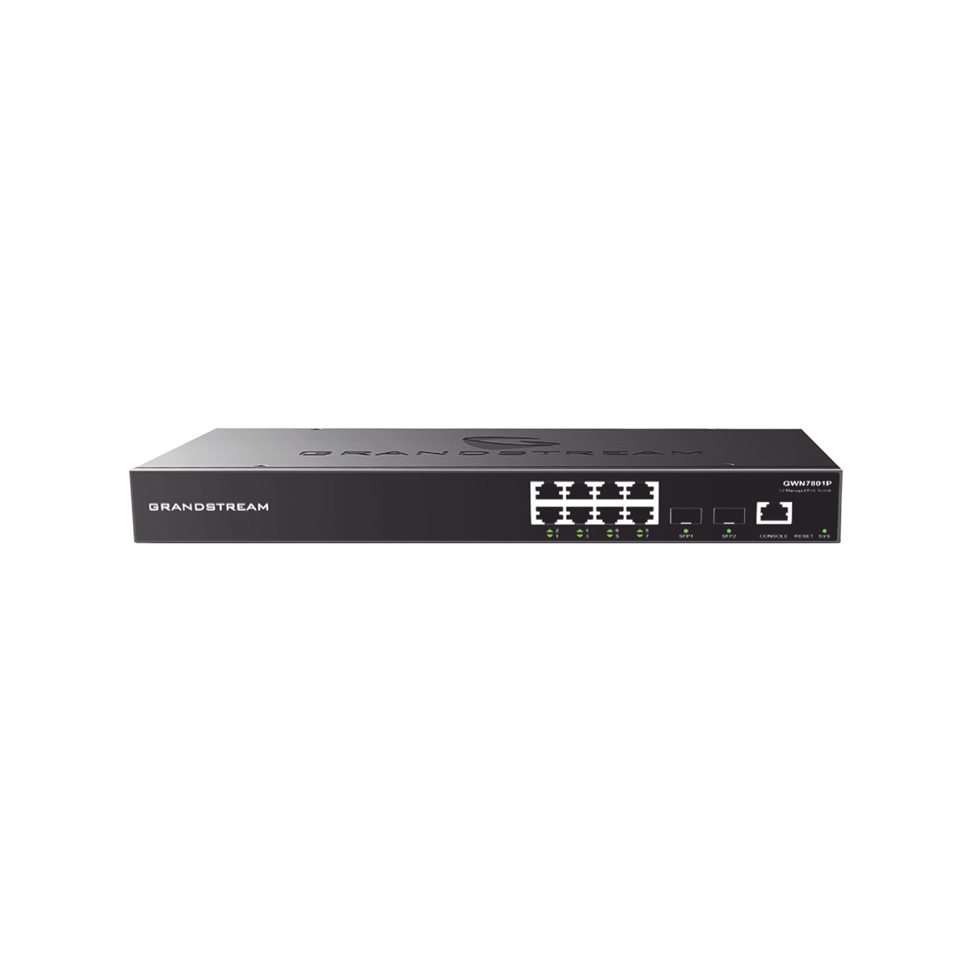 Switch PoE+ Gigabit Administrable / 8 puertos 10/100/1000 Mbps + 2 Puertos SFP Uplink / Hasta 120W / Compatible con GWN Cloud.