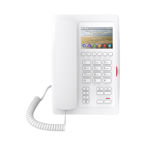 Teléfono para Hotelería, profesional de gama alta con pantalla LCD de 3.5 pulgadas a color, 6 teclas programables para servicio rápido (Hotline) PoE