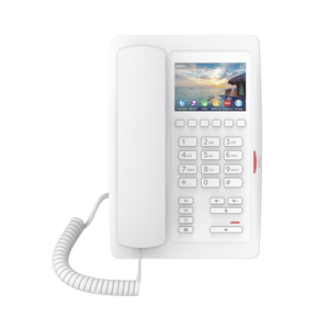 (H5W Color Blanco)Teléfono IP WiFi para Hotelería, profesional de gama alta con pantalla LCD de 3.5 pulgadas a color, 6 teclas programables para servicio rápido (Hotline) PoE