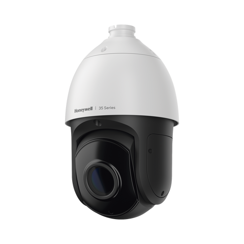 PTZ IP 5 Megapixel / 30X Zoom / 150 mts IR / H.265 / IA (Filtro de Humanos y Vehiculos) / Merodeo / PoE+ / Exterior IP67 / IK10 / ONVIF / NDAA / Serie 35 / 256 GB microSD / Audio E/S / Alarma E/S / Honeywell Security