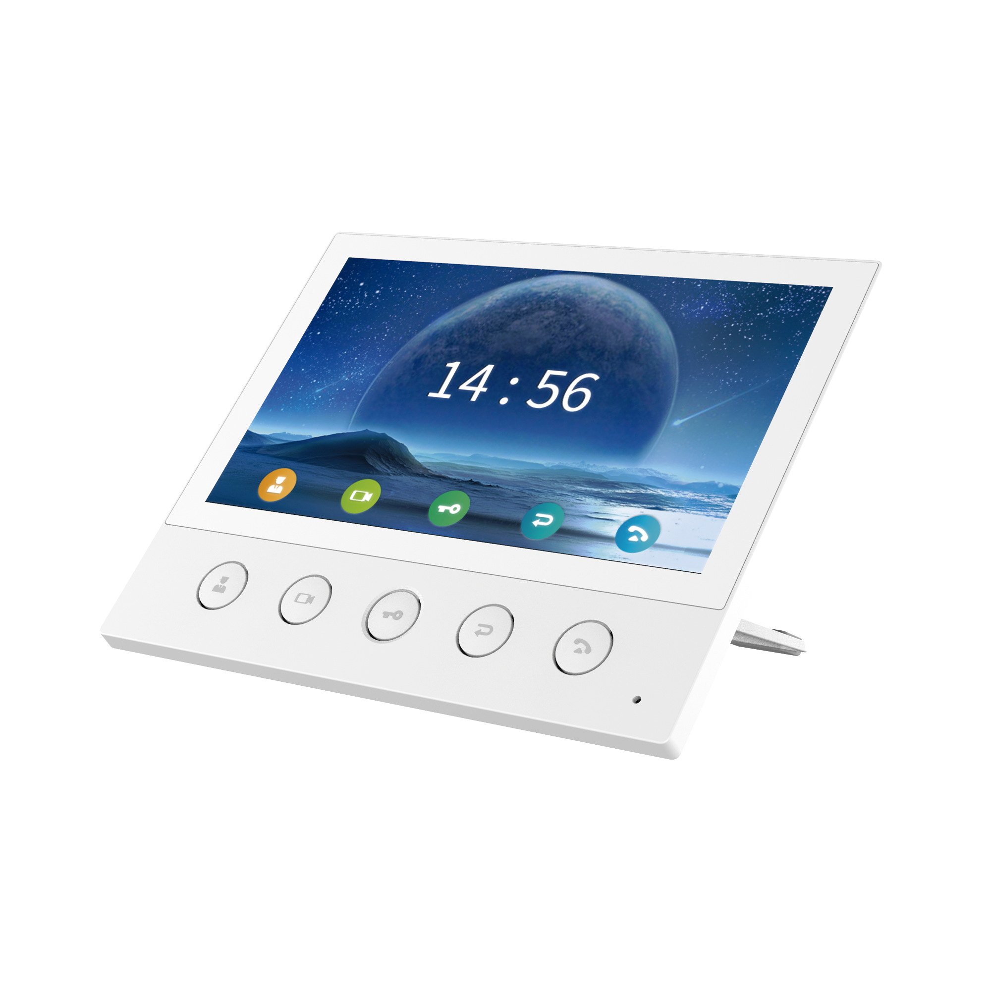 Monitor IP/SIP para interior, Wi-Fi, pantalla táctil de 7", audio de 2 vías, PoE, 8 interfaces de entrada de alarma.