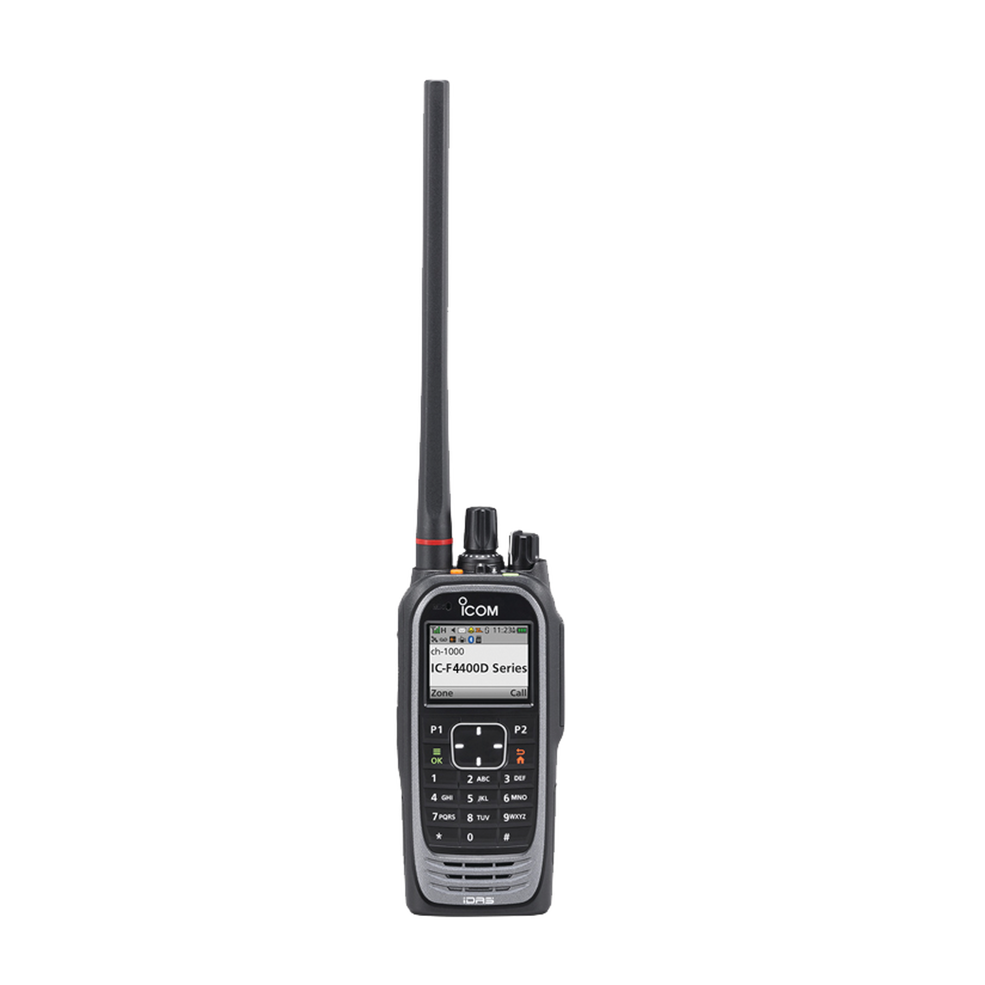 Radio digital NXDN  con pantalla a color en la banda de UHF, rango de frecuencia 380-470MHz, 1024 canales, teclado DTMF, sumergible IP67, encriptación DES, GPS, bluethooth. no incluye cargador ni antena.