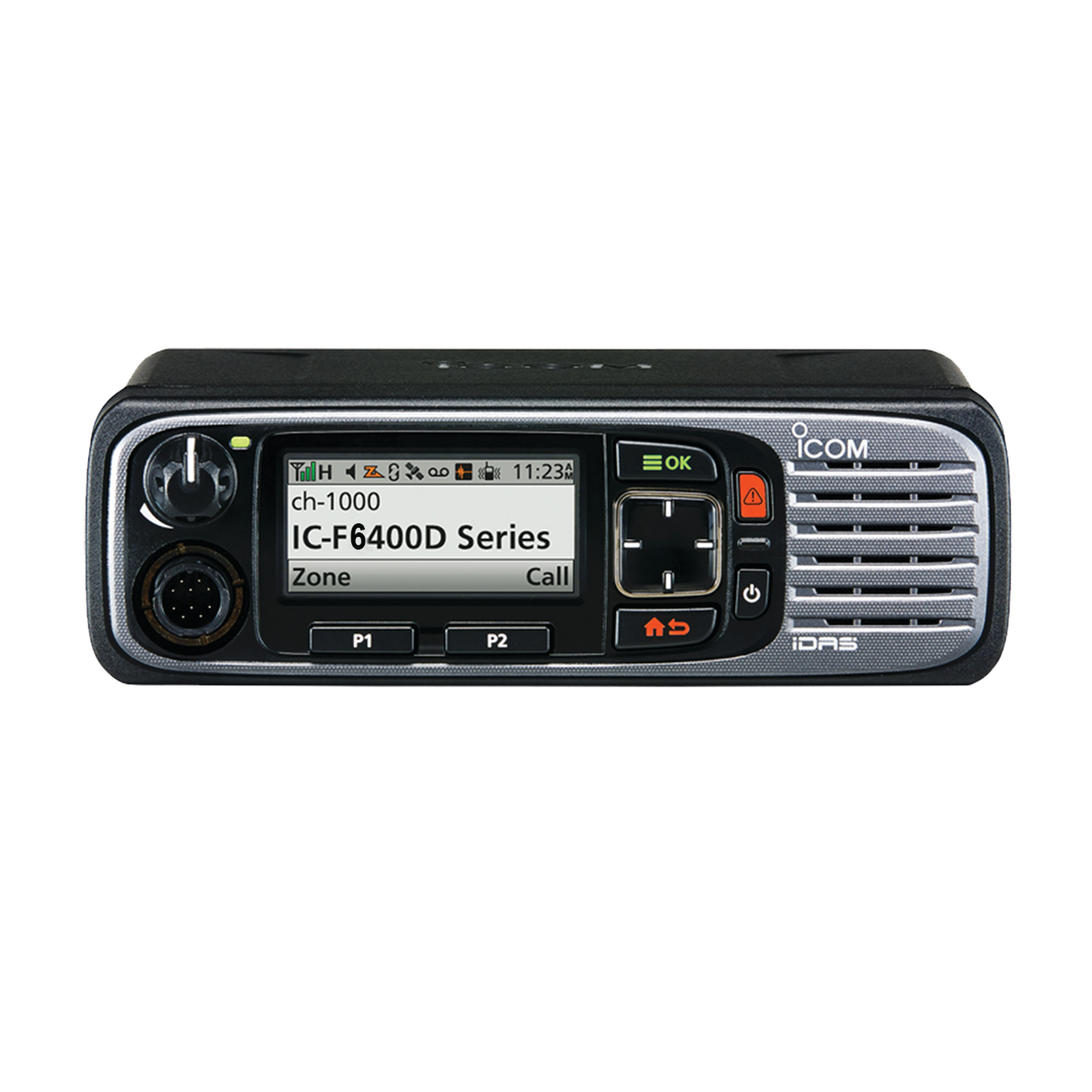 Radio móvil digital con pantalla a color de 1024 canales, en rango de 380-470MHz, GPS, y bluethooth.  Incluye micrófono, cable de corriente y bracket.