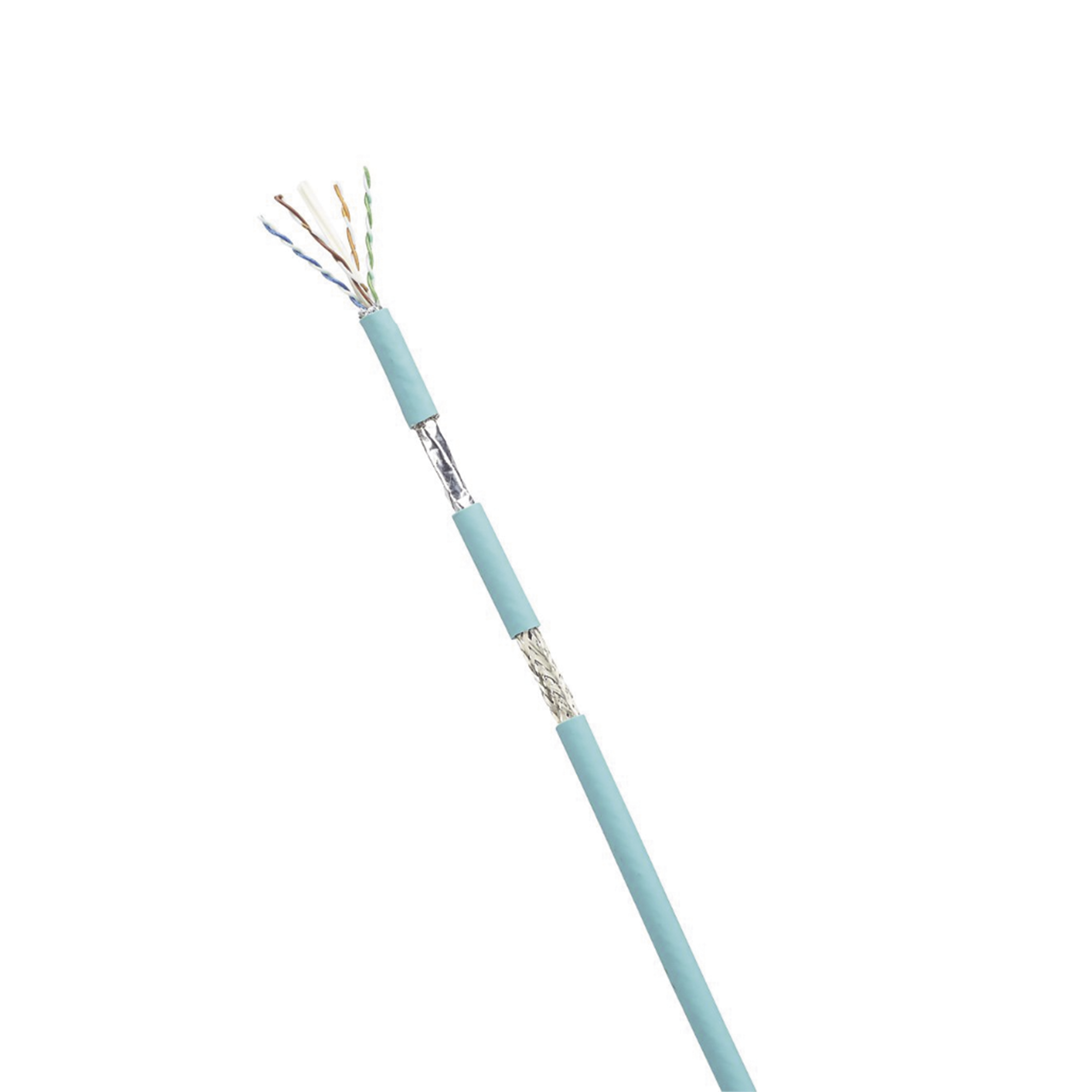 Bobina de Cable Blindado SF/UTP Categoría 6A, Uso Industrial con Resistencia al Aceite y Rayos UV, Multifilar 24/7 (Flexible), Color Azul Cerceta, Bobina de 305m