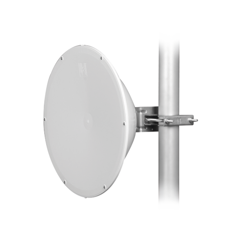 Antena Direccional de Alto Rendimiento de 24.5 dBi, Amplio rango de frecuencia (4.9 - 6.4 GHz), Conectores N-Hembra, Alto Aislamiento al Ruido, Fácil Montaje con Radomo Incluido