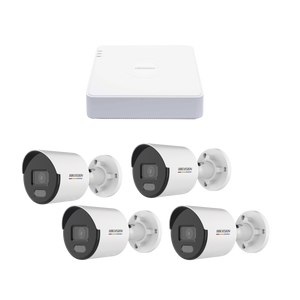 Kit IP 1080p (2 Megapixel) / NVR de 4 Canales con 4 Puertos PoE / 4 Cámaras IP Bala ColorVu y ACUSENSE Lite