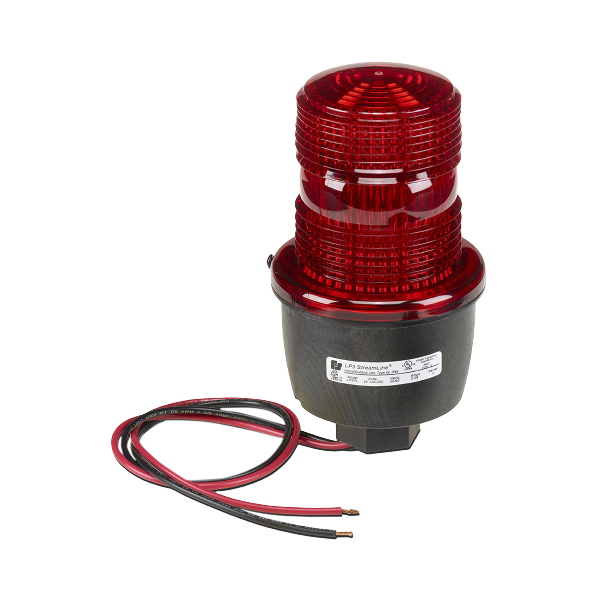 Luz de advertencia LED serie Streamline, 24 Vcd, montaje en tubo, rojo