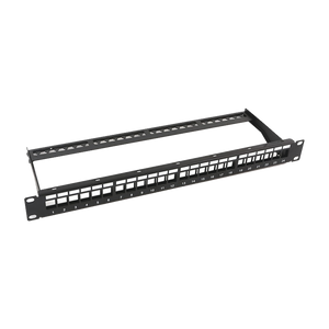 Patch panel modular sin blindaje de 24 puertos, 1U, con barra para organizar cable