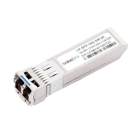 Transceptor SFP+ (Mini-Gbic) / Monomodo / 10 Gbps de velocidad / Conectores LC Dúplex / Hasta 20 km de Distancia