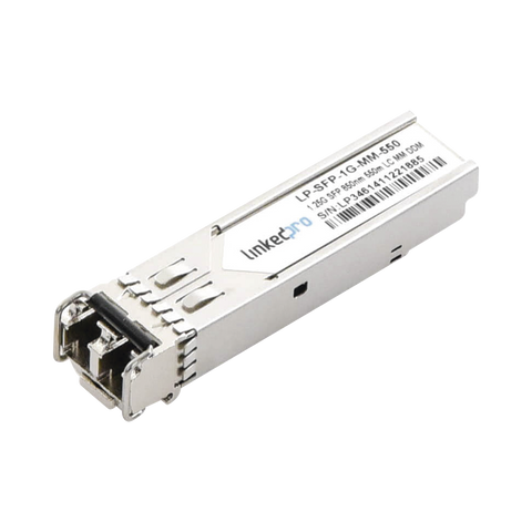 Transceptor SFP (Mini-Gbic) / Multimodo / 1.25 Gbps de velocidad / Conectores LC Dúplex / Hasta 550 m de Distancia