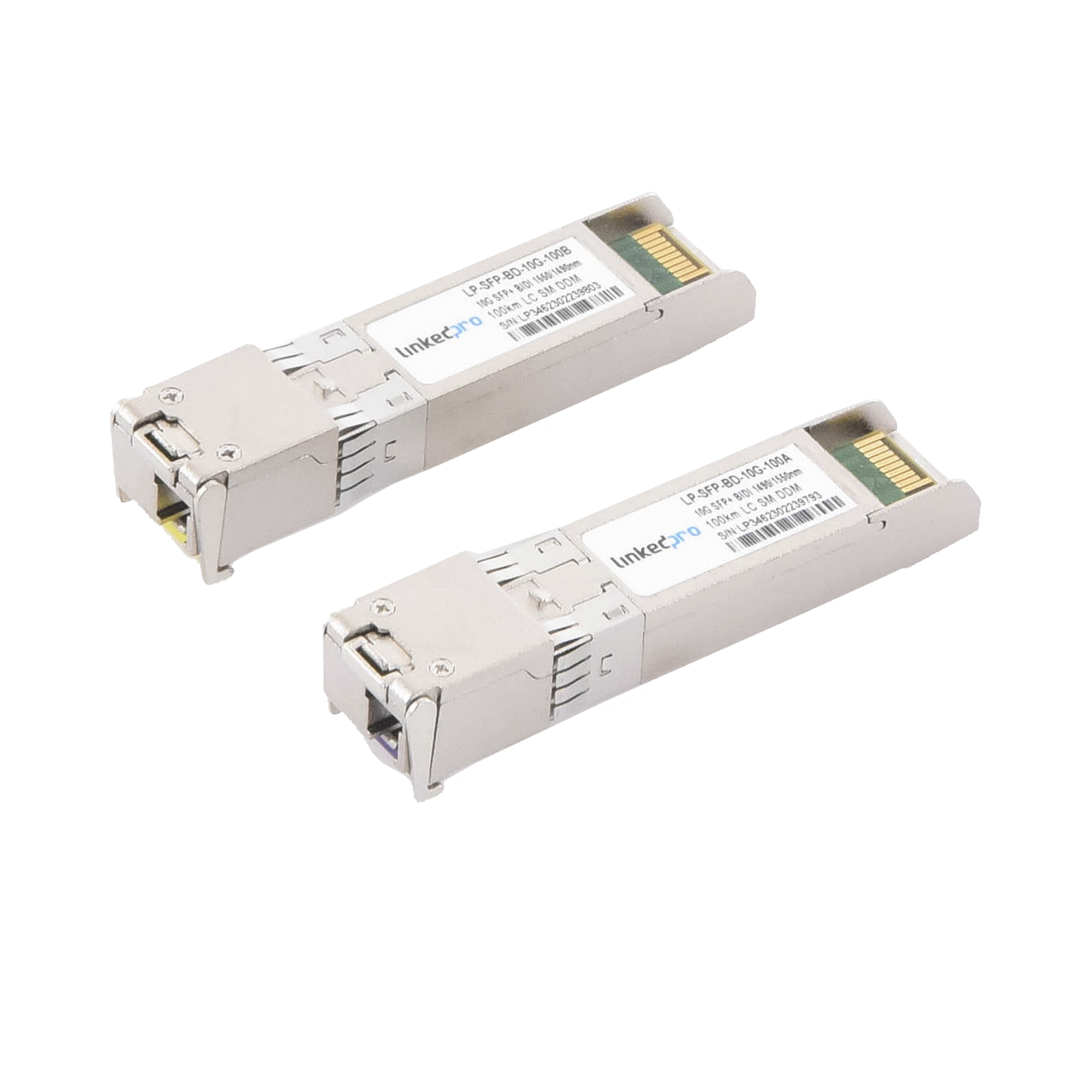 Transceptores Bidireccionales SFP+ (Mini-Gbic) / Monomodo / 10 Gbps de velocidad / Conector LC / Hasta 100 km de Distancia / 2 Piezas