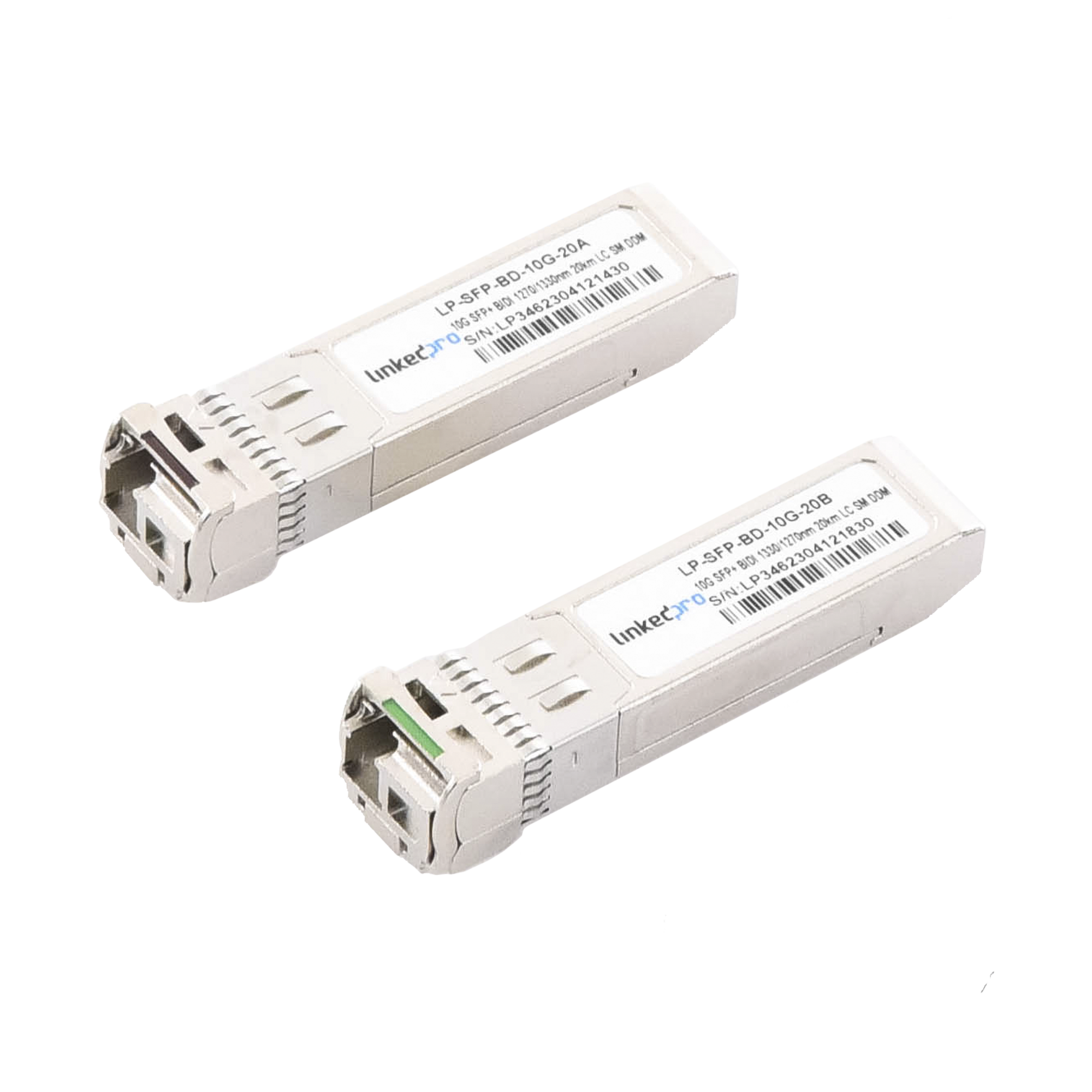 Transceptores Bidireccionales SFP+ (Mini-Gbic) / Monomodo / 10 Gbps de velocidad / Conector LC / Hasta 20 km de Distancia / 2 Piezas