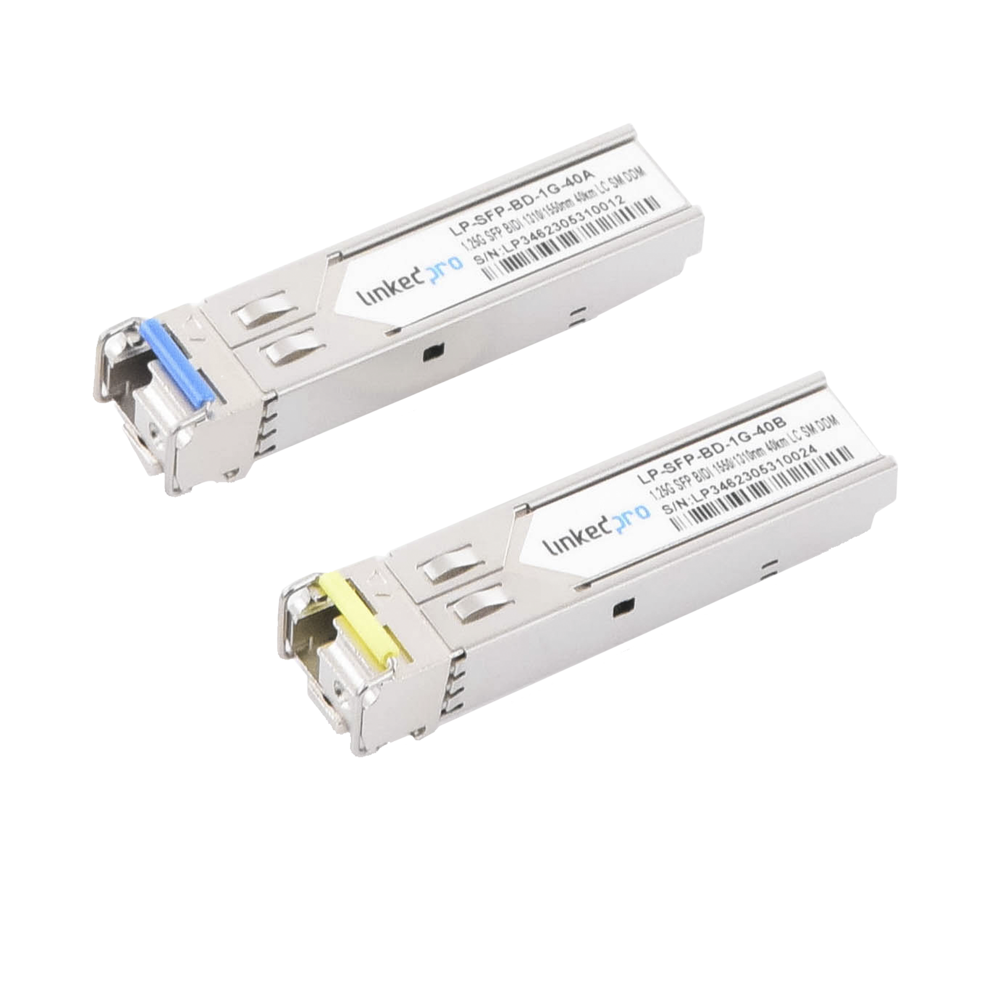 Transceptores Bidireccionales SFP (Mini-Gbic) / Monomodo / 1.25 Gbps de velocidad / Conector LC / Hasta 40 km de Distancia / 2 Piezas