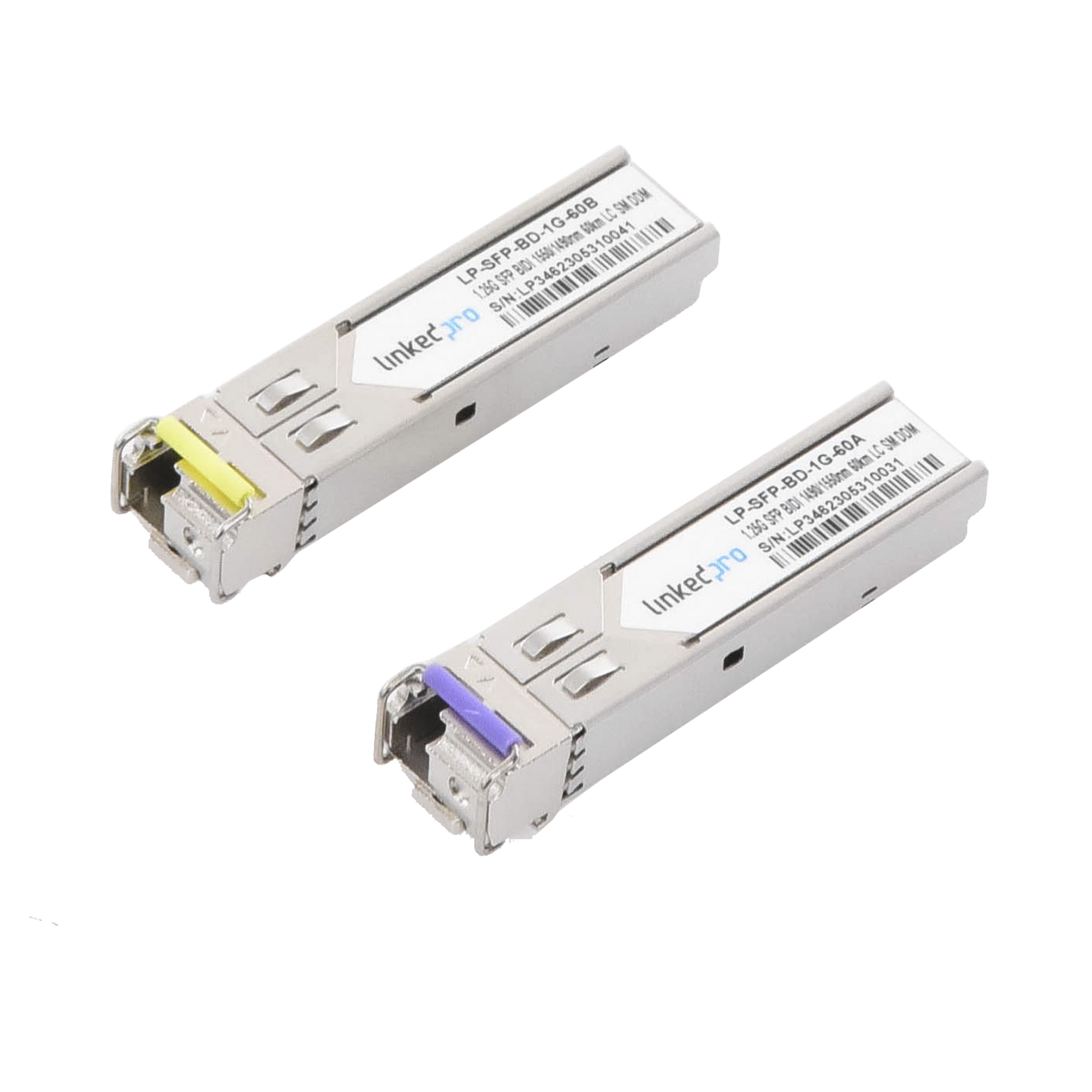 Transceptores Bidireccionales SFP (Mini-Gbic) / Monomodo / 1.25 Gbps de velocidad / Conector LC / Hasta 60 km de Distancia / 2 Piezas