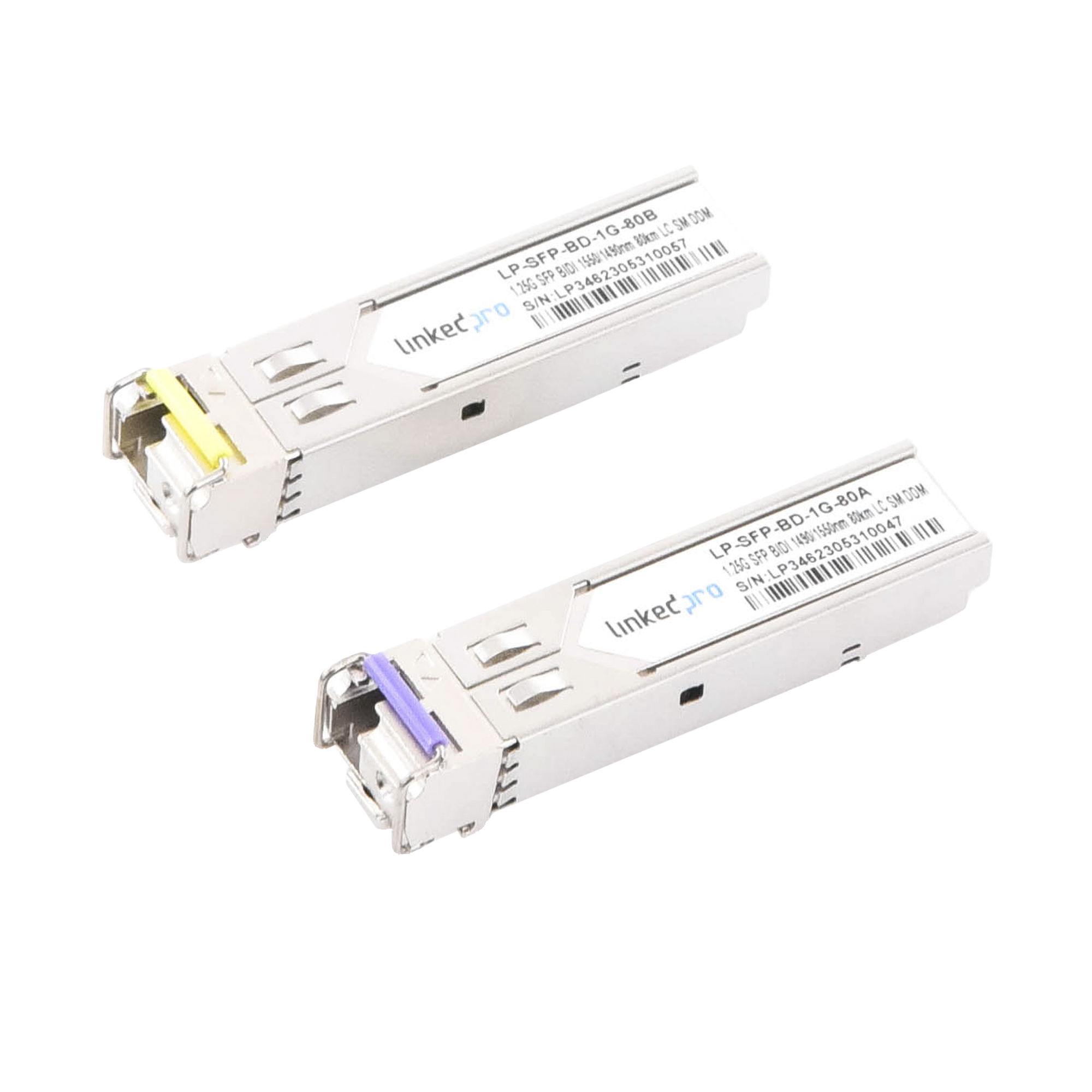 Transceptores Bidireccionales SFP (Mini-Gbic) / Monomodo / 1.25 Gbps de velocidad / Conector LC / Hasta 80 km de Distancia / 2 Piezas