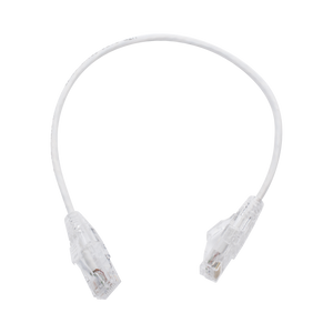 Cable de Parcheo Slim UTP Cat6 - 30 cm Blanco, Diámetro Reducido (28 AWG)