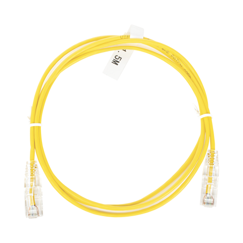 Cable de Parcheo Slim UTP Cat6 - 1.5 m Amarillo Diámetro Reducido (28 AWG)