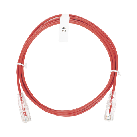 Cable de Parcheo Slim UTP Cat6 - 2 m Rojo Diámetro Reducido (28 AWG)