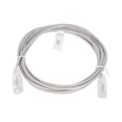 Cable de Parcheo Slim UTP Cat6 - 3 m Gris Diámetro Reducido (28 AWG)