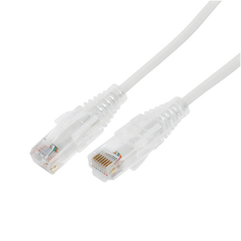 Cable de Parcheo Slim UTP Cat6A - 5 m Blanco, Diámetro Reducido (28 AWG)