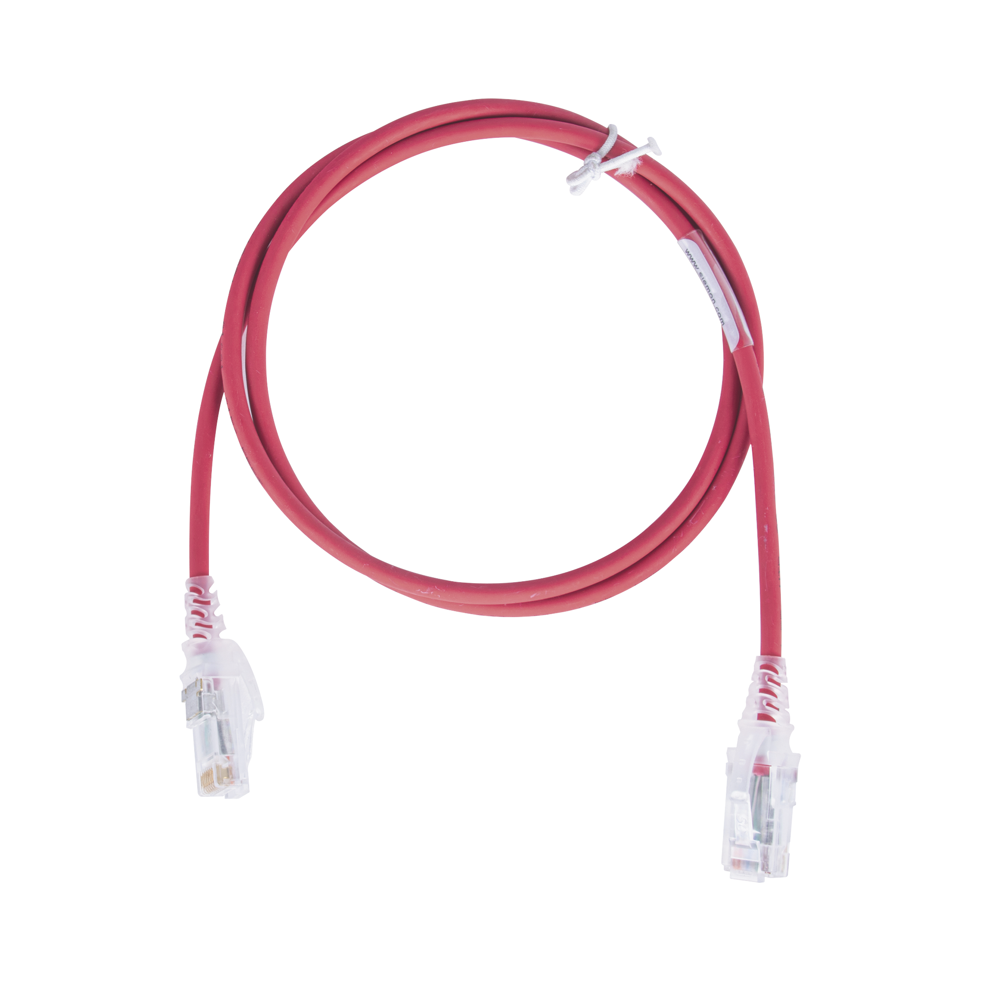 Patch Cord MC6 Modular Cat6 UTP, CM/LS0H, 3ft, Color Rojo, Diámetro Reducido (28AWG), Versión Bulk (Sin empaque individual)