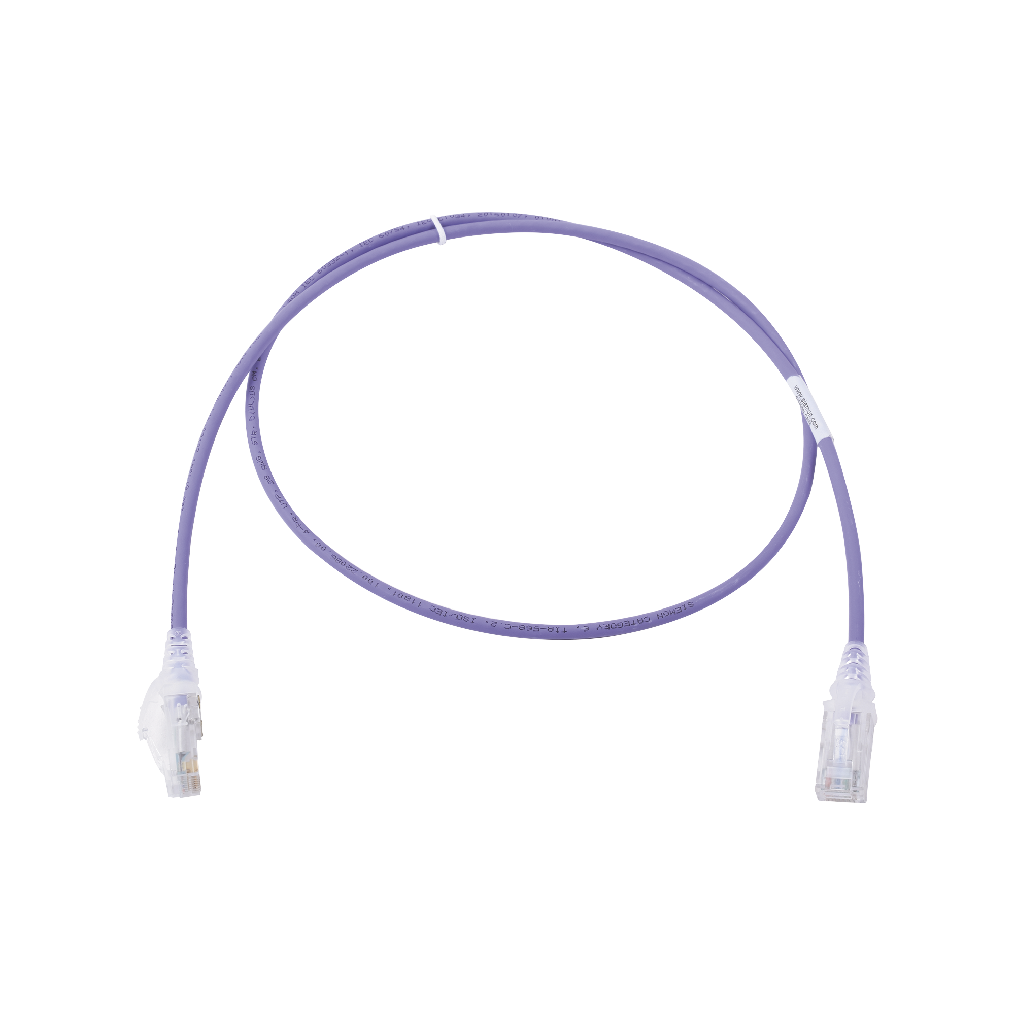 Patch Cord MC6 Modular Cat6 UTP, CM/LS0H, 3ft, Color Violeta, Diámetro Reducido (28AWG), Versión Bulk (Sin Empaque Individual)