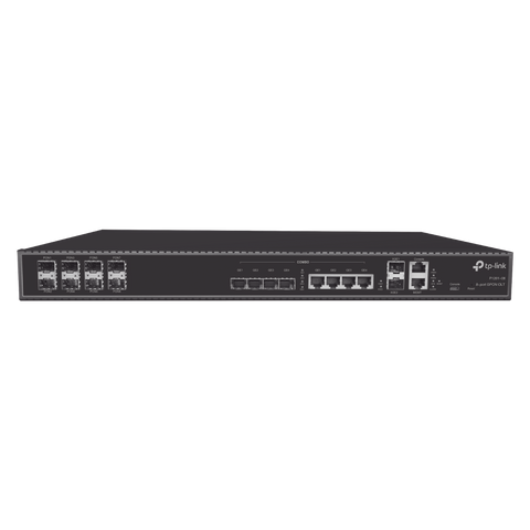 OLT de 8 puertos GPON, hasta 1024 ONUs, 4 puertos combo (RJ45 + SFP) Gigabit + 2 puertos SFP+ 10GbE, 2 fuentes AC (incluidas)