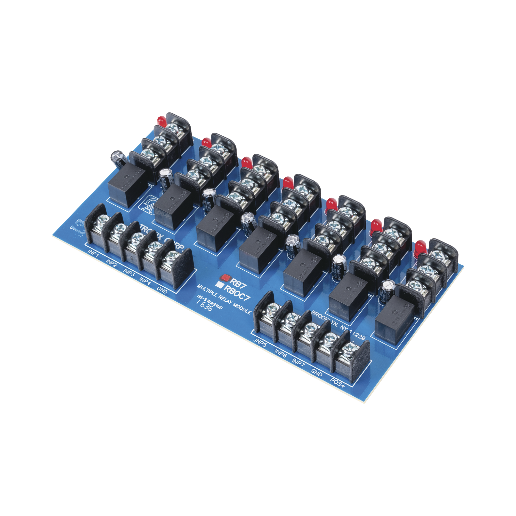 Módulo de 7 Relevadores y/o 7 triggers independientes, ultra sensible,  con voltaje de entrada de 12 o 24 Vcd