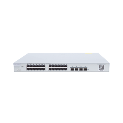 Switch Administrable PoE con 24 puertos Gigabit PoE 802.3af/at + 4 SFP+ para fibra 10Gb, gestión gratuita desde la nube, 370w