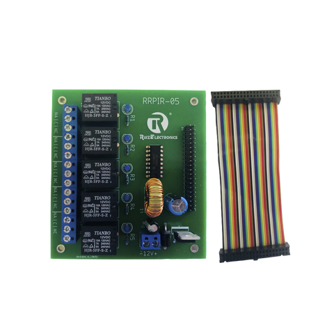 Tablilla interfaz de 5 relevadores con arnés 20x2 pines para Raspberry Pi